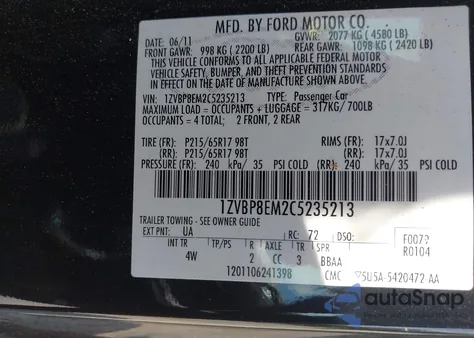 2012 Ford Mustang V6 Premium из США, поврежденный, VIN 1ZVBP8EM2C5235213